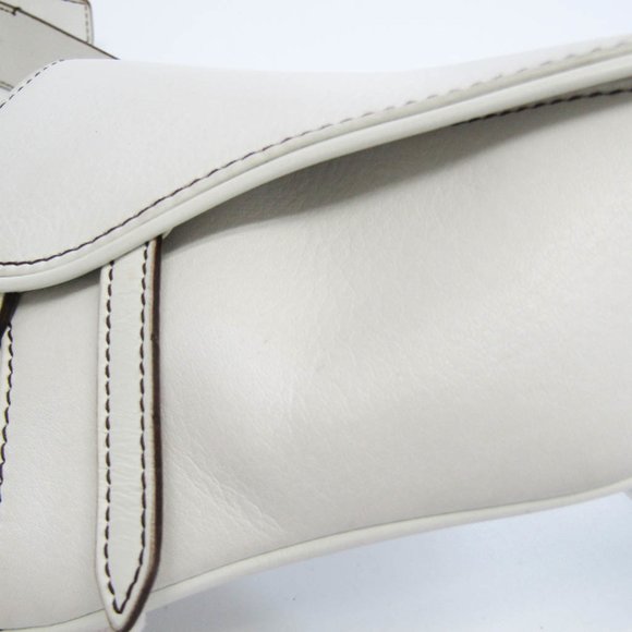 CHRISTIAN DIOR Leather Saddle Bag Fanny Pack White - Picture 6 of 14
